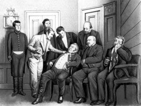 Сцена из спектакля "Ревизор". Рисунок с сайта www.cultinfo.ru Сцена из спектакля "Ревизор". Рисунок с сайта www.cultinfo.ru