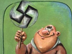 Карикатура со свастикой, фрагмент фото с сайта warrax.netl Карикатура со свастикой, фрагмент фото с сайта warrax.netl