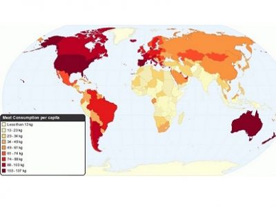 Карта мирового потребления мяса. ttolk.ru Карта мирового потребления мяса. ttolk.ru