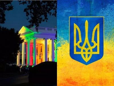 Радужный Белый дом; символика Украины. Источники - http://i.artfile.ru/, vz.ru Радужный Белый дом; символика Украины. Источники - http://i.artfile.ru/, vz.ru