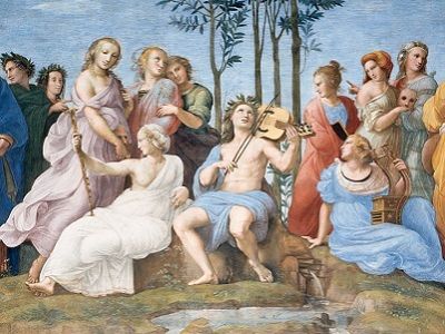 Рафаэль, "Парнас" (фрагмент). Источник - www.mcah.columbia.edu Рафаэль, "Парнас" (фрагмент). Источник - www.mcah.columbia.edu