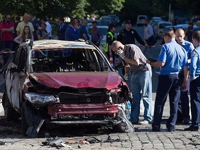 Полиция на месте гибели Павла Шеремета. Фото: ИнА "Украинское фото" Полиция на месте гибели Павла Шеремета. Фото: ИнА "Украинское фото"