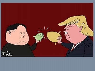 Ким Чен Ын, Трамп и пасхальные яйца. Карикатура: С. Елкин, facebook.com/sergey.elkin1 Ким Чен Ын, Трамп и пасхальные яйца. Карикатура: С. Елкин, facebook.com/sergey.elkin1