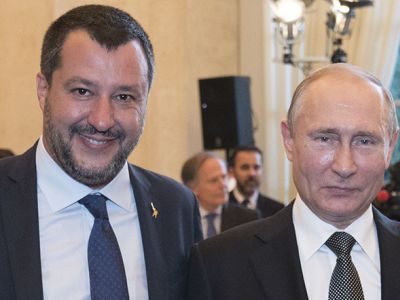 Владимир Путин во время приема в Италии с премьер-министром Маттео Сальвини. Фото: ANSA / Ansa Владимир Путин во время приема в Италии с премьер-министром Маттео Сальвини. Фото: ANSA / Ansa