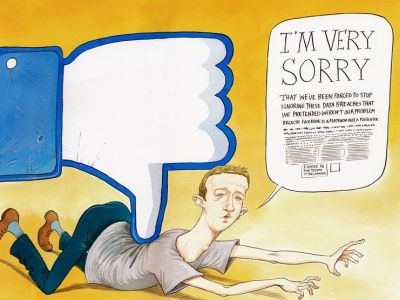 Дизлайк для Цукерберга. Карикатура: Chris Riddell, The Observer, источник - bykvu.com Дизлайк для Цукерберга. Карикатура: Chris Riddell, The Observer, источник - bykvu.com