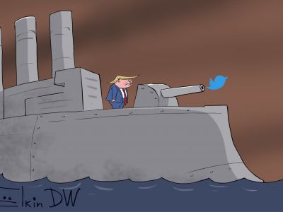 Трамп и его твиты. Карикатура С.Елкина: dw.com Трамп и его твиты. Карикатура С.Елкина: dw.com