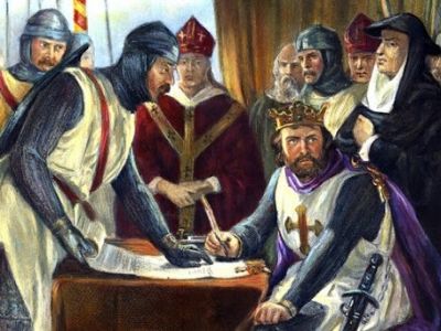 Подписание Великой Хартии Вольностей (Magna Carta) королем Иоанном Безземельным. Иллюстрация: theshakespeareblog.com Подписание Великой Хартии Вольностей (Magna Carta) королем Иоанном Безземельным. Иллюстрация: theshakespeareblog.com