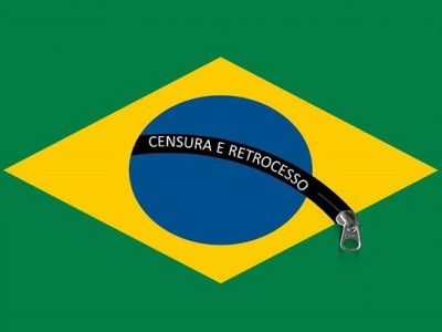 Бразилия: "Цензура и движение назад" (вместо национального девиза "Порядок и прогресс"). Карикатура: www.espacovital.com.br Бразилия: "Цензура и движение назад" (вместо национального девиза "Порядок и прогресс"). Карикатура: www.espacovital.com.br