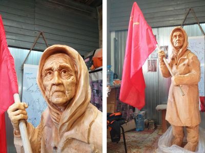 Скульптура бабушки Победы. Фото из соцсетей, Надежда Райн. Каспаров.Ru Скульптура бабушки Победы. Фото из соцсетей, Надежда Райн. Каспаров.Ru