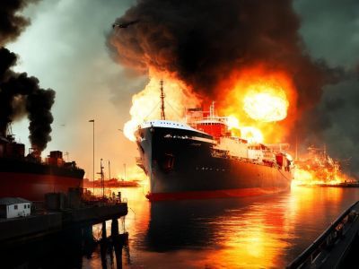 Горит "Новочеркасск". Фото: dzen.ru Горит "Новочеркасск". Фото: dzen.ru