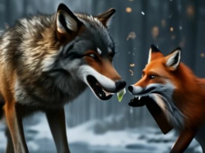 Лиса и волк. Иллюстрация: shedevrum.ai Лиса и волк. Иллюстрация: shedevrum.ai