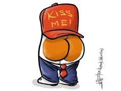 Трамп: "Поцелуйте меня в задницу!" Карикатура А.Петренко: t.me/PetrenkoAndryi