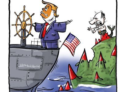 Резкий разворот Трампа. Карикатура А.Петренко: t.me/PetrenkoAndryi