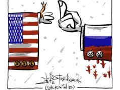 Так что никто и никогда не унижал президента Соединенных Штатов, как Путин. Карикатура А.Петренко: t.me/PetrenkoAndryi