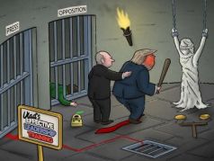Трамп и Путин против Свободы. Источник: https://www.trouw.nl/cartoons/tjeerd-royaards~bfbd9e2c